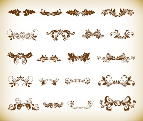 Vintage Ornaments with Floral Element for Design Vector Set