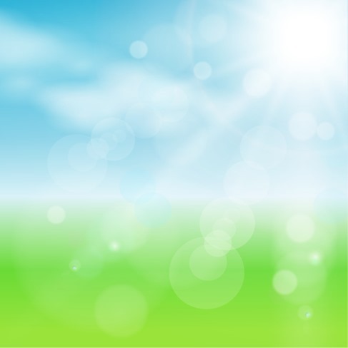 Spring Bokeh Blue Sky Background Vector Illustration