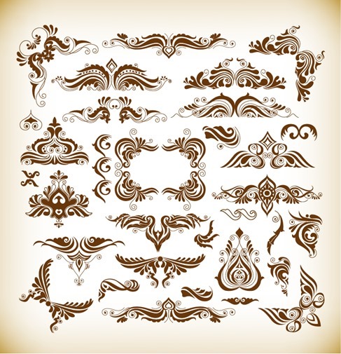 Vector Illustration Set of Elegant Decoration Floral Elements