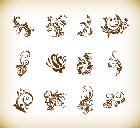 Vector Illustration Set of Swirl Floral Elements for Design