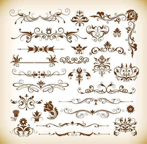 Vector Set of Useful Floral Elements for Design