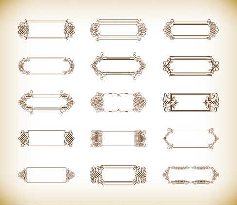 Vector Set of Vintage Banners and Labels or Frames Ornamental Design