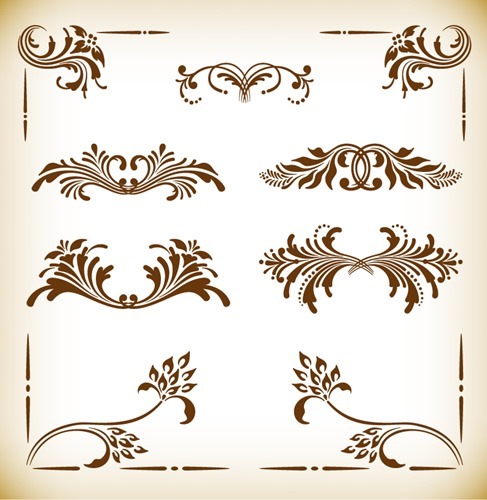 Vintage Frames and Scroll Elements Vector Illustration