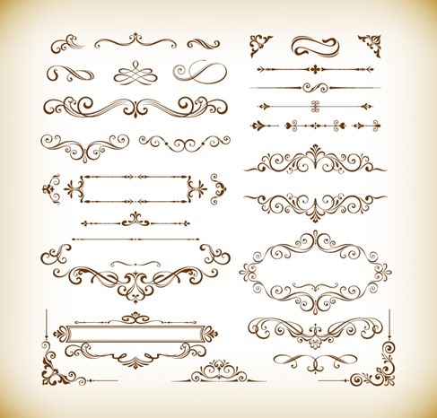 Vector Set of Decorative Floral Elements for Design