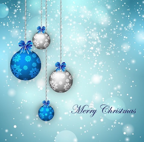 Christmas Balls on Snowflake Background Vector Illustration