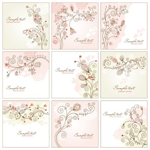 Abstract Swirls Floral Vector Set