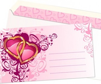 Pink heart-shaped pattern envelope vector material