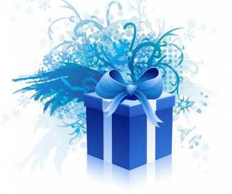 Free Blue Gift Box Vector Material