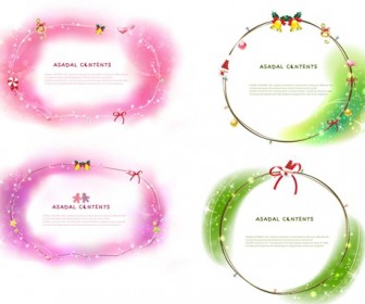 4 Christmas Fantasy Border Vector Images