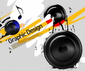 The trend of the ink background audio speakers PSD layered material