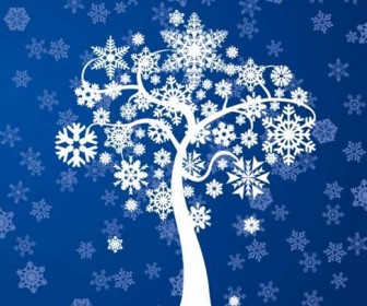 Free Winter Tree Card Vector Graphic