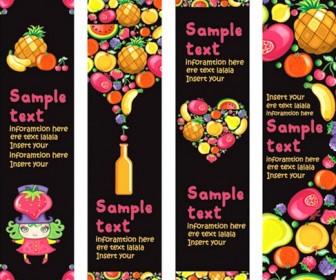 Vector Background of Colorful Fruits and Banner Material