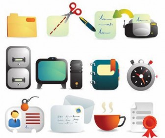 Cute Office Supplies Vector Icons