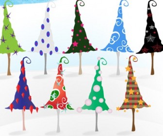 Free Whimsy Christmas Trees Vectors