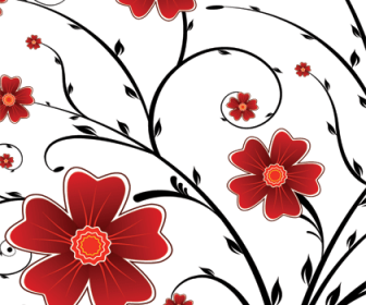 Red Flower Floral Background Vector Graphics