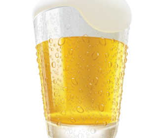 Lifelike Beer Glasses and Beer Bubbles Vector Graphic