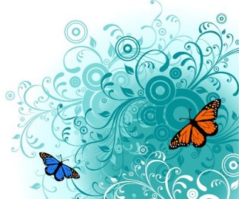 Flowers and Butterfly Free Vector Graphics