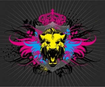 Lion Head and Wings Vector