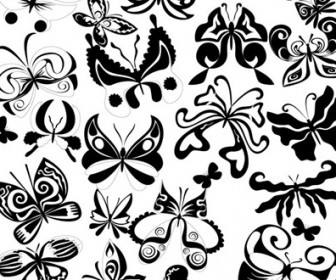 Black and White Butterfly Element Vector