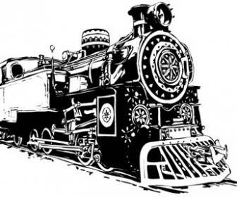 Black-and-white Locomotive Vector