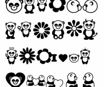 Free Vector Cartoon Pandas