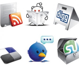 6 Free New Social Icons – Digg, Twitter, Stumble, RSS, Delicious & Reddit