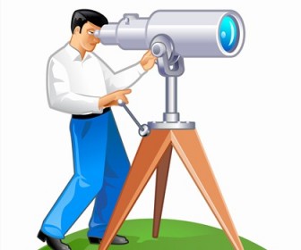 Free Vector Graphic - A Man with His Telescope