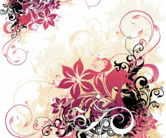 Swirl and Flower Background Free Vector Graphic