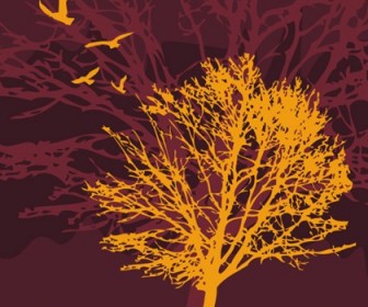 Free Tree and birds Vector Graphic