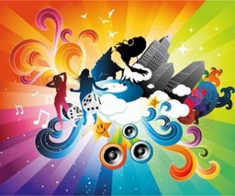 The trend of color vector theme music poster