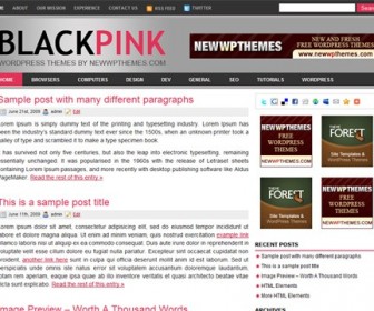 Free WordPress Theme - Black Pink