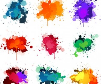 Colorful Ink Splashes Vector