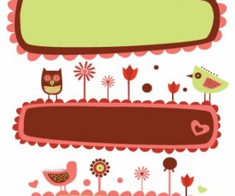 Vector Cute Bird and Flower Banners