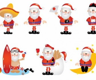 Cartoon Santa Vector Set