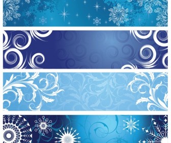 Vector Christmas Banners with Snowflakes