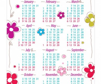 Annual Calendar For 2011 with Flowers