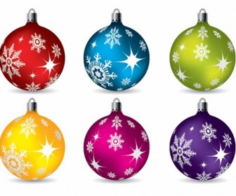 Colorful Christmas Ball Ornaments Vector