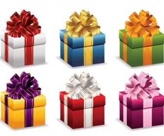 Gift Boxes with Ribbon Vector Illustration