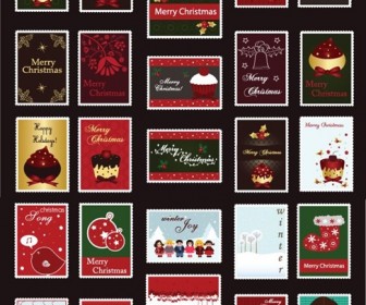 Christmas Stamps Vector Collection