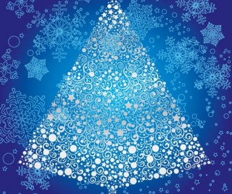 Abstract Christmas Tree with Snowflake Vector Art