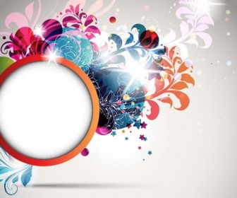 Round Frame Decorated with Floral Elements Vector Illustration