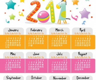 Lovely Style Calendar for 2011 Vector Graphic