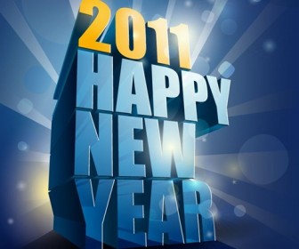 Happy New Year 2011 3D Vector