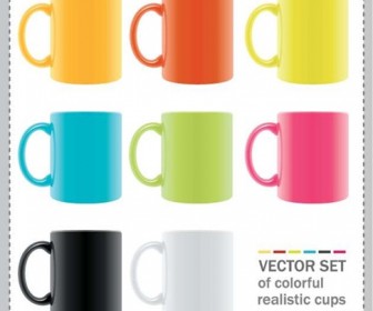 Vector Set of Colorful Realistic Cups