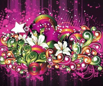 Free Vector Floral with Grungy Background