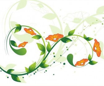 Green Swirl Floral Vector illustration