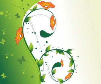 Green Swirl Floral Vector illustration 2