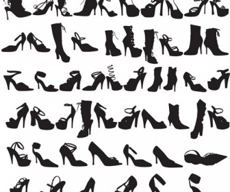 Beauty Fashion Shoes Silhouettes Vector Graphic