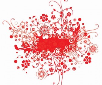 Red Floral Frame Vector Illustration