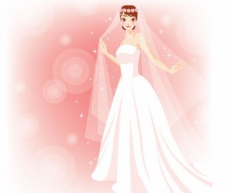 Free Beautiful Bride in The Wedding Vector Illustration